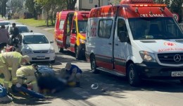 Colisão entre caminhonete e motocicleta deixa duas pessoas feridas