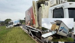 Colisão entre dois caminhões causa grandes danos materiais na BR-158