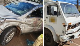 Colisão entre carro e caminhão é registrada no bairro Alvorada
