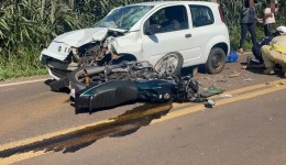 Motociclista fica em estado grave após colisão com carro na PR-475