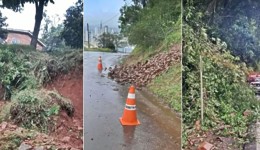 Chuvas provocam pequenos deslizamentos em três pontos