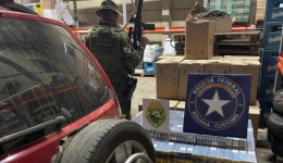 BPFRON e Receita Federal apreendem veículo com 1.349 pacotes de cigarros