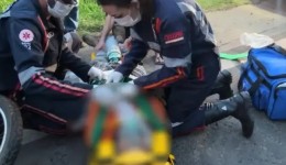 Motociclista fica ferido após acidente com carreta na BR-163