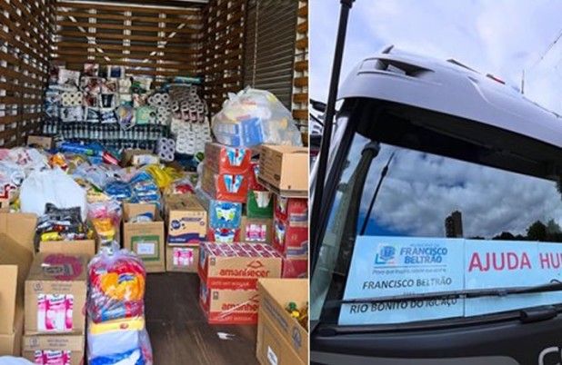 Município envia 35 toneladas de doações para Rio Bonito do Iguaçu