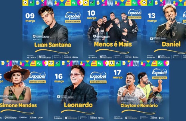 Expobel 2024 já tem seis shows nacionais confirmados