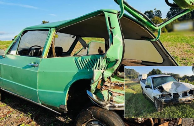 Forte colisão entre Saveiro e Brasília na PR-281