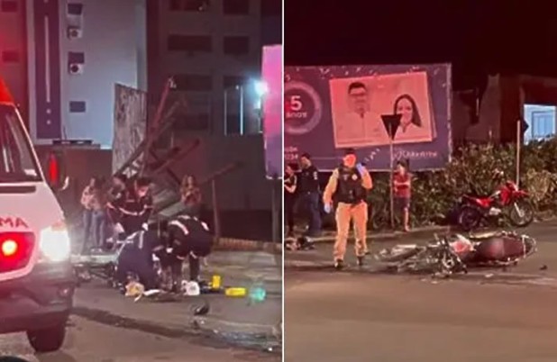 Motorista foge após atingir motocicleta com casal que voltava da igreja