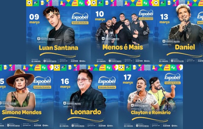 Expobel 2024 já tem seis shows nacionais confirmados