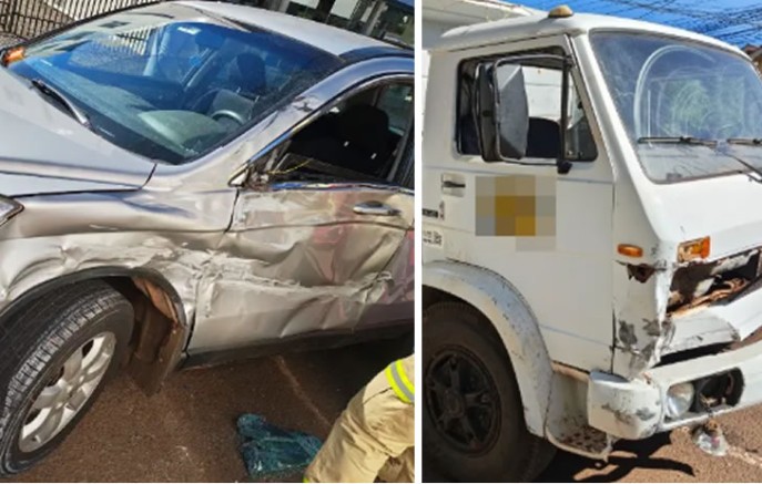 Colisão entre carro e caminhão é registrada no bairro Alvorada