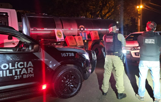 Caminhão com 80 mil maços de cigarros contrabandeados é apreendido após perseguição no Paraná