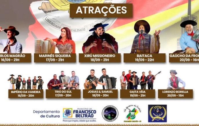 Semana Farroupilha chega à 20ª edição com shows e gastronomia típica