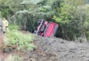 Caminhão tomba à margens da PR 180