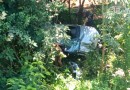 Carro capota na ponte da BRF e deixa mulher e criança feridas