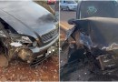 Colisão frontal deixa família ferida na estrada Santa Bárbara