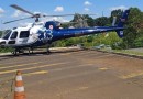 Helicóptero do Consamu transporta criança com suspeita de pneumonia grave para Hospital em Francisco Beltrão