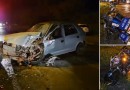 Quatro pessoas ficam feridas em colisão envolvendo duas motocicletas e um automóvel na PR 182