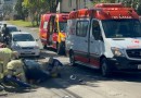 Colisão entre caminhonete e motocicleta deixa duas pessoas feridas