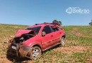 Ford EcoSport sai da pista e capota na BR 280 entre Flor da Serra e Marmeleiro
