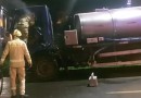 Incêndio atinge cabine de caminhão de transporte de leite