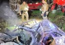 Pai e dois filhos morrem após carro pegar fogo em acidente