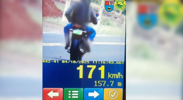 Motociclista é flagrado a 171 km/h na PR-281
