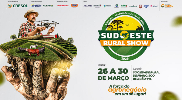 Sudoeste Rural Show começa nesta quarta-feira com várias atrações do segmento agroindustrial 26 de março de 2025