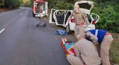 Veículo sai da pista e pega fogo e a motorista fica ferida