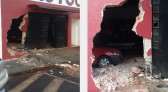 Van de transporte de trabalhadores invade oficina após motorista relatar falha na direção em Coronel Vivida