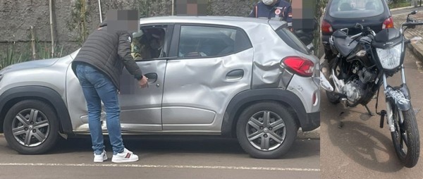 Dois ficam feridos em registro de acidente envolvendo carro e moto