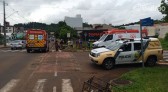 Motociclista e ciclista ficam feridos em colisão na Rua Curitiba