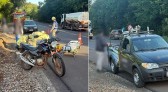 Escada cai de picape e deixa motociclista ferido na PR-180