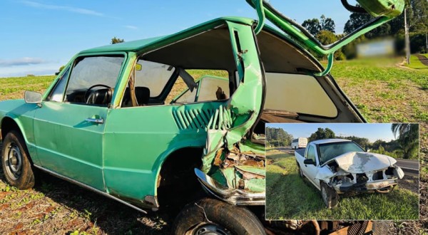 Forte colisão entre Saveiro e Brasília na PR-281