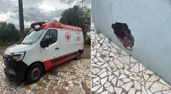 Motociclista fica ferido após colisão e atinge parede de conveniência