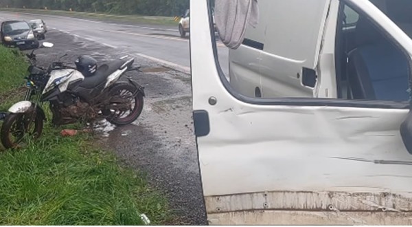 Motociclista fica ferido após colisão com carro na BR-158