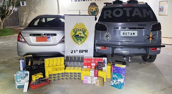 PM apreende automóvel com produtos descaminhados do Paraguai