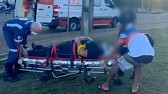 Acidente entre motocicleta e pedestre é registrado em frente à BRF