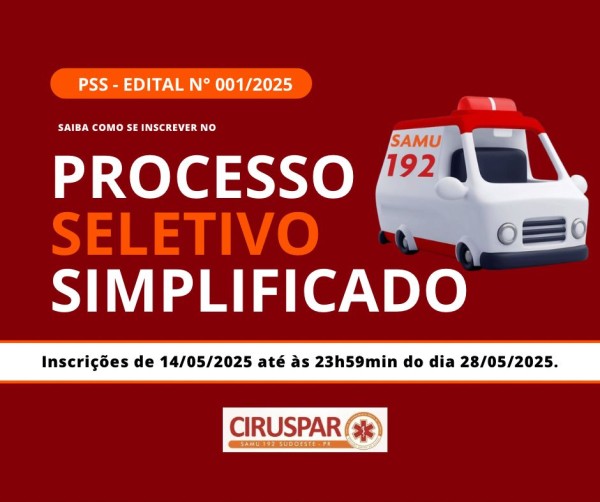 CIRUSPAR / SAMU 192 abre inscrições para processo seletivo com vagas em sete municípios da região