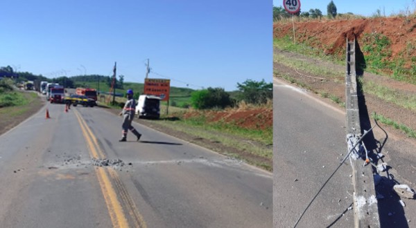 Trabalhador fica em estado grave em queda de poste na BR-163