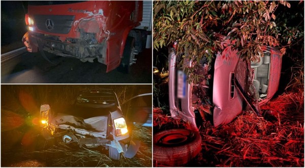 Acidente com três veículos é registrado no trevo da PR-182 em Ampére