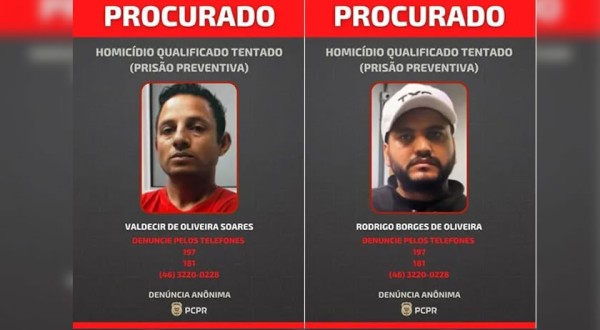 Polícia Civil divulga fotos de dois foragidos investigados por tentativa de homicídio