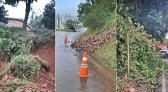 Chuvas provocam pequenos deslizamentos em três pontos