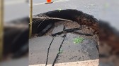 PR-592 é totalmente interditada após chuvas provocarem afundamento da pista no Sudoeste do Paraná