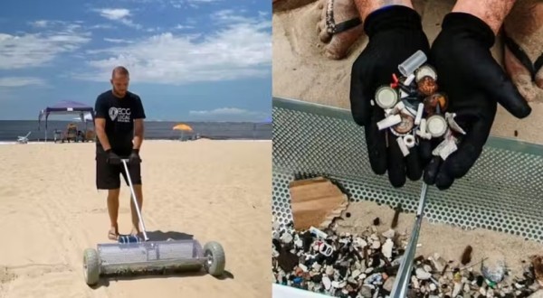 Brasileiro cria peneira ecológica para tirar lixo de praias