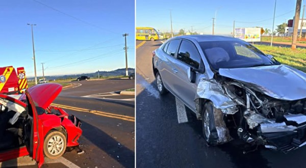 Acidente entre carros mobiliza equipes de resgate em Coronel Vivida
