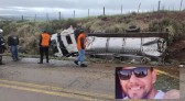 Identificado motorista que morreu após caminhão de leite tombar