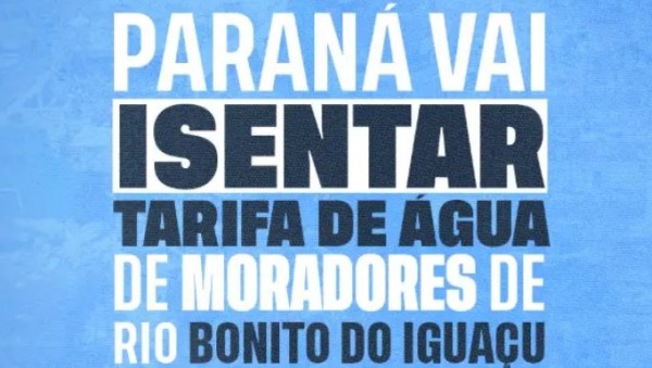 Moradores de Rio Bonito do Iguaçu pagarão apenas R$ 1 na conta de água pelos próximos meses