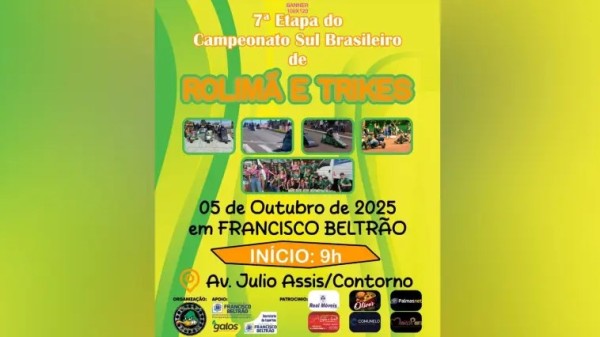 Francisco Beltrão recebe 7ª etapa do Campeonato Sul Brasileiro de Rolimã e Trikes neste domingo