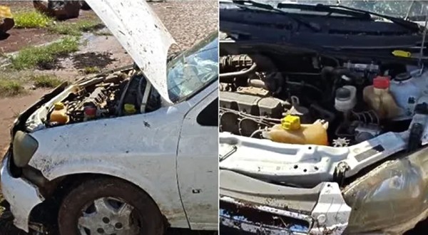 Carro sai da pista e capota na PR-180