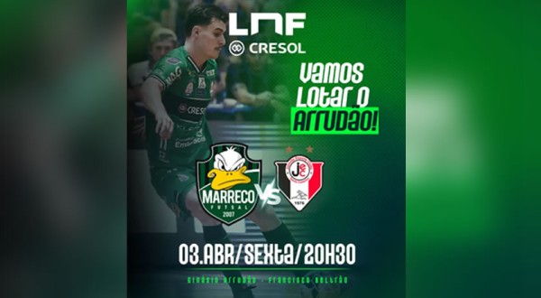 Marreco ABF Futsal recebe o JEC nesta sexta-feira pela LNF em Francisco Beltrão