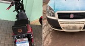 Mulher e criança ficam feridas após acidente entre moto elétrica e carro